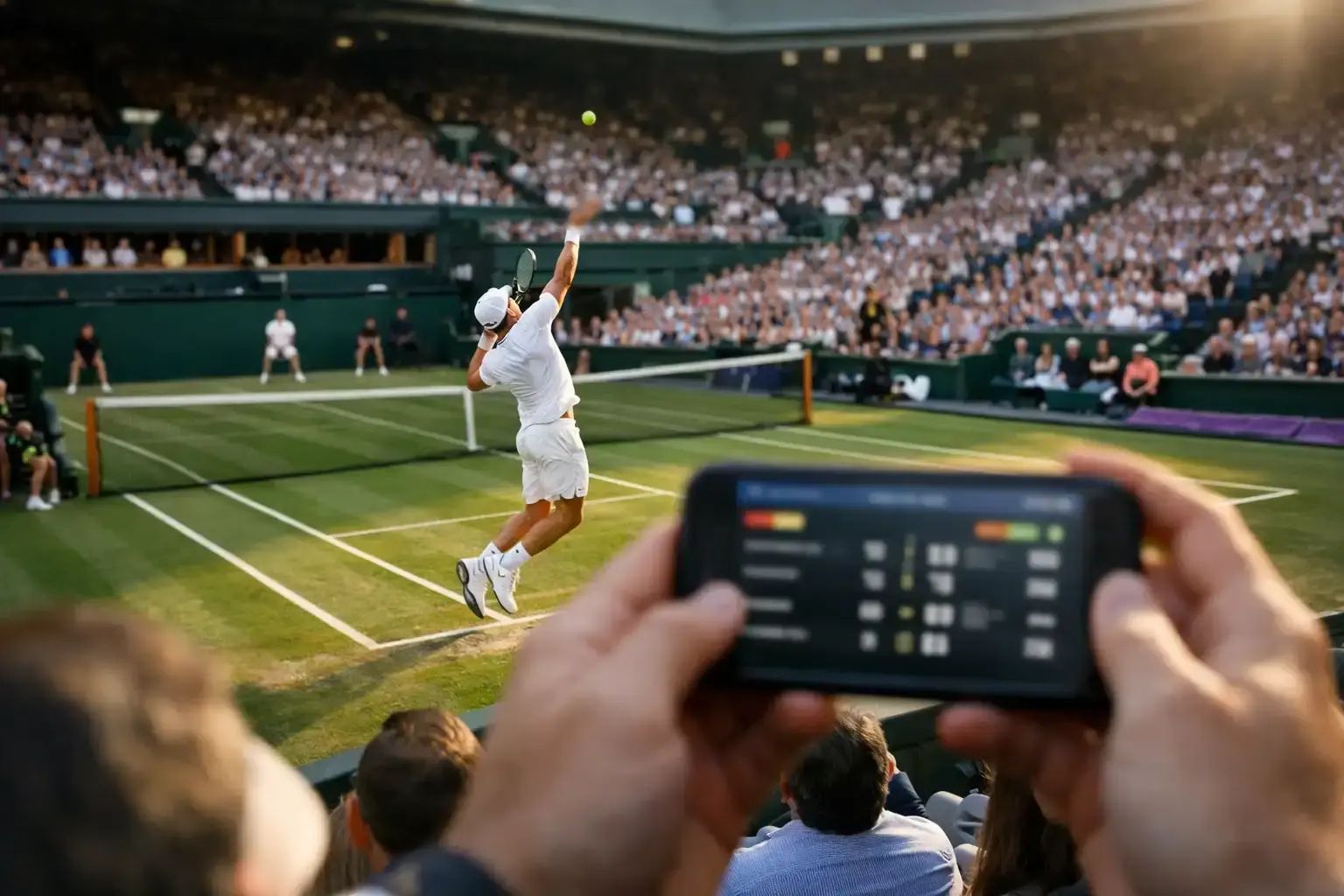 Apuestas en vivo durante un partido de tenis en Wimbledon