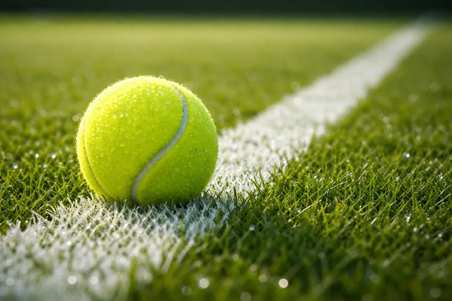 Pista de hierba de Wimbledon con pelota de tenis