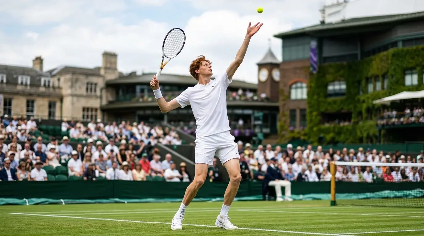 Jannik Sinner en pista de hierba de Wimbledon