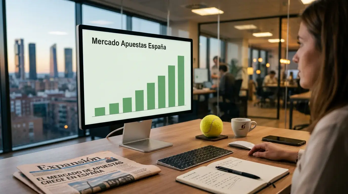 Gráfico de barras mostrando el crecimiento del mercado de apuestas en España