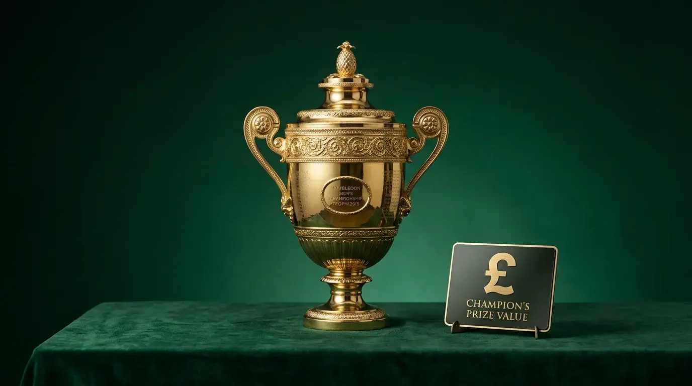 Trofeo de campeón de Wimbledon con premios del torneo