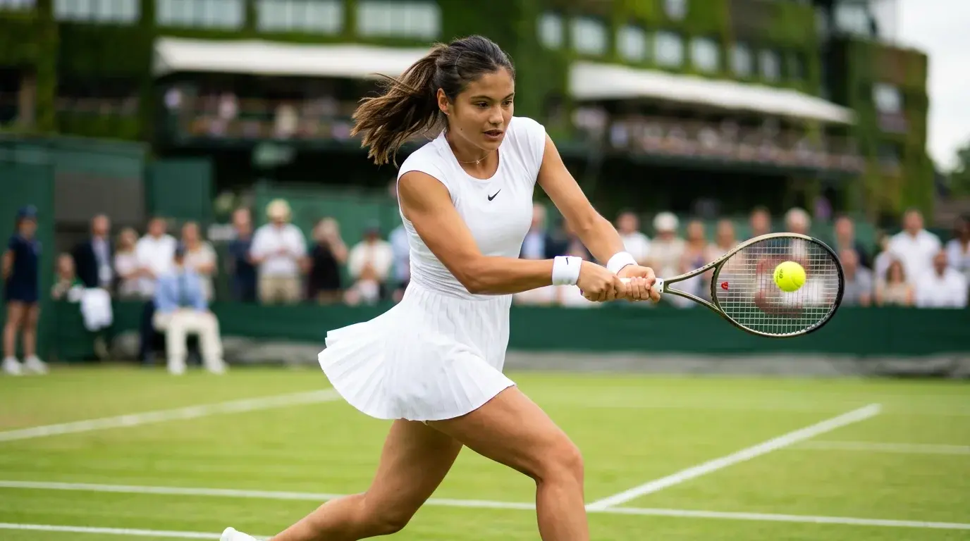 Tenista femenina en pista de hierba de Wimbledon